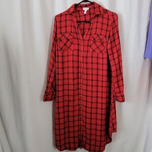 Ingrid & Isabel Maternity Dress Red Small Light flannel plaid checkered Comfy